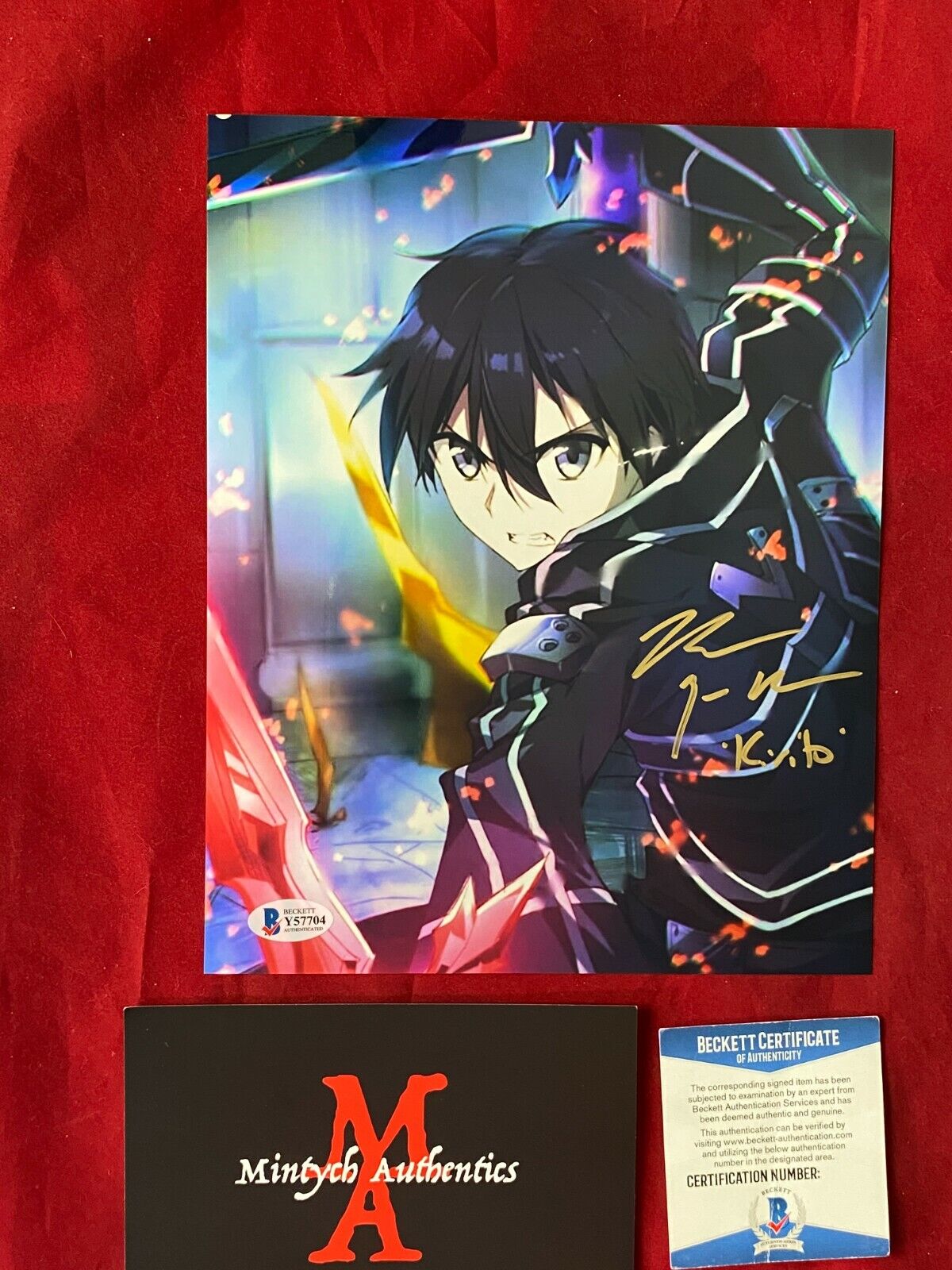 BRYCE PAPENBROOK SIGNED 8x10 Photo Poster painting! SWORD ART ONLINE! KIRITO! BECKETT COA! ANIME