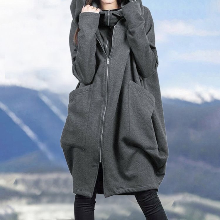 Casual Solid Pocket Hooded Coat