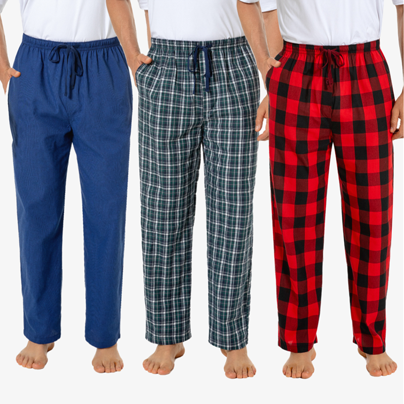 JupiterSecret Mens Pajama Pants Set Cotton Plaid Sleep Pants, PJ Bottoms with Pockets and Button Fly（B）