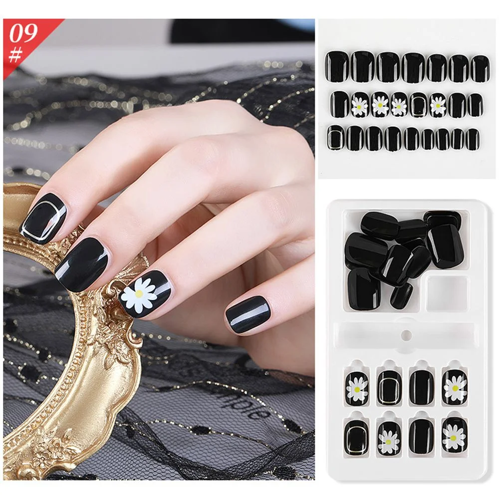 30/24PCS Ballerina Press on Fake Nails With Glue Reusable Acrylic Fake Nails French Full Cover False Nail DIY Nails Art Tips Set-Nail Inspo