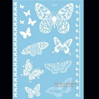 1sheet White Lace Henna Flash Tattoo Butterfly Feather Fake Temporary Tatoo Sticker Summer Style Body Art Beauty Jewelry J017