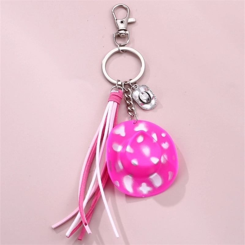 Casual Preppy Style Minimalist Hat Alloy Plastic Tassel Bag Pendant Keychain