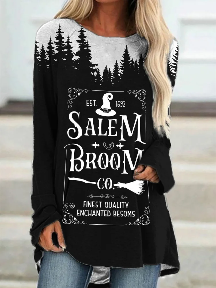 Vintage Salem Broom Co Dark Forest Contrast A Line T Shirt