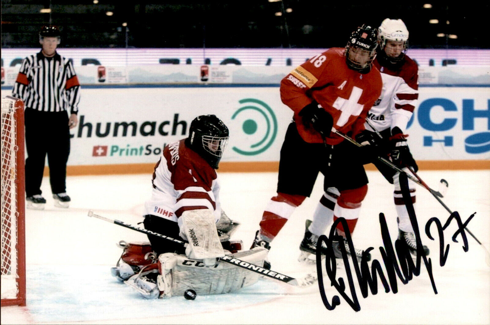 Calvin Thurkauf SIGNED 4x6 Photo Poster painting TEAM SWITZERLAND / COLUMBUS BLUE JACKETS #2