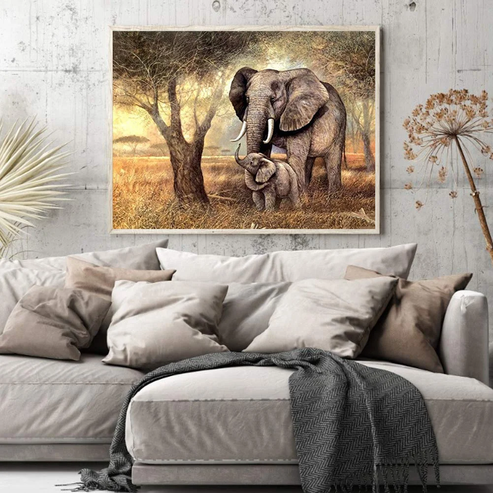 14CT Full Stamped Cross Stitch - Elephant(Canvas|40*50CM)