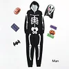 Family Matching Halloween Long Sleeve Pajamas Jumpsuit Skeleton Printed Sleepwear
