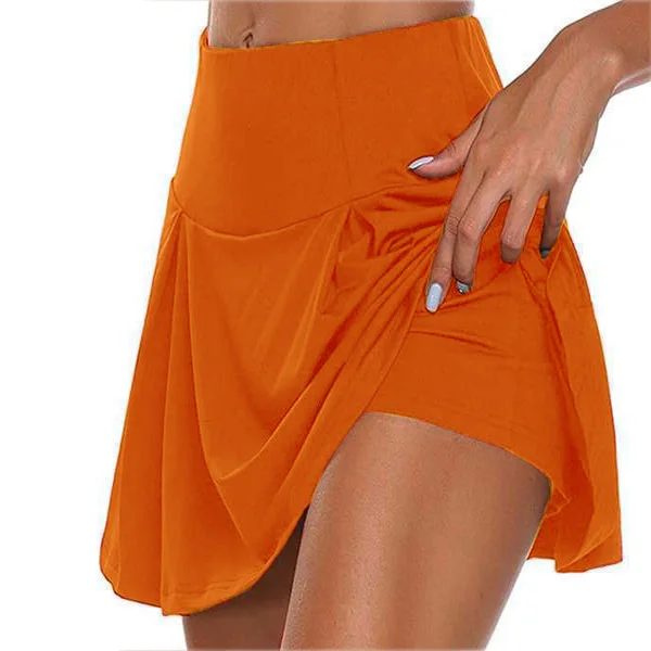 Solid Color Fake Two Piece Skirt