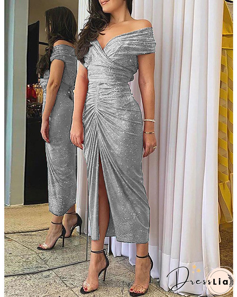 Women's Sheath Dress Midi Dress Short Sleeve Fall Hot Sexy Black Red Green Gray S M L XL Black Dresses
