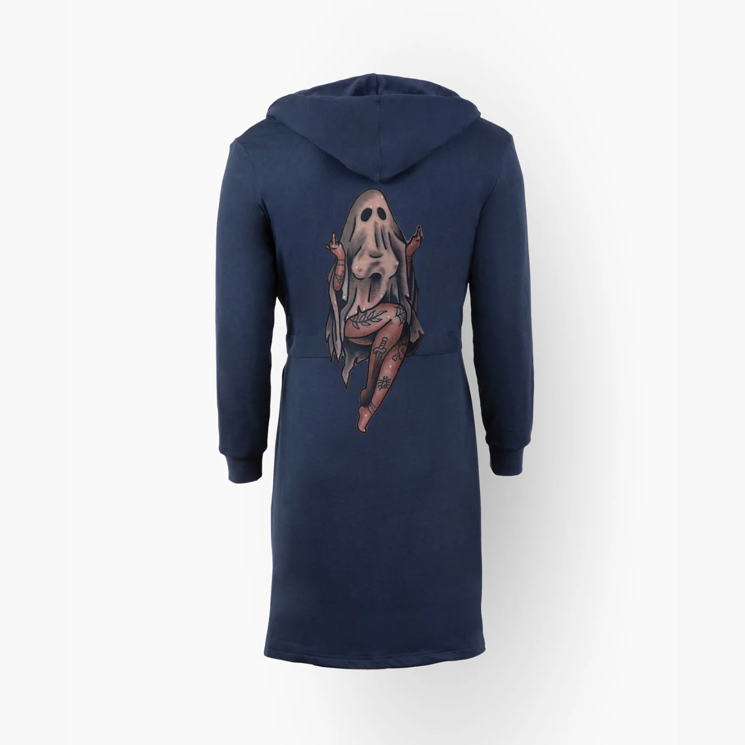 Naughty Sexy Naked Lady Ghost Graphic Print On Hooded Robe