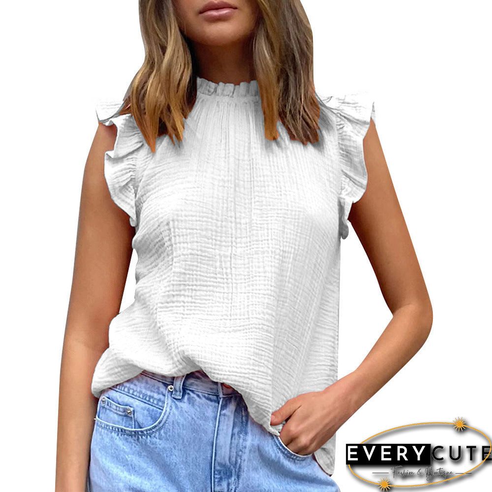 Cap Sleeve Crew Neck Casual Top