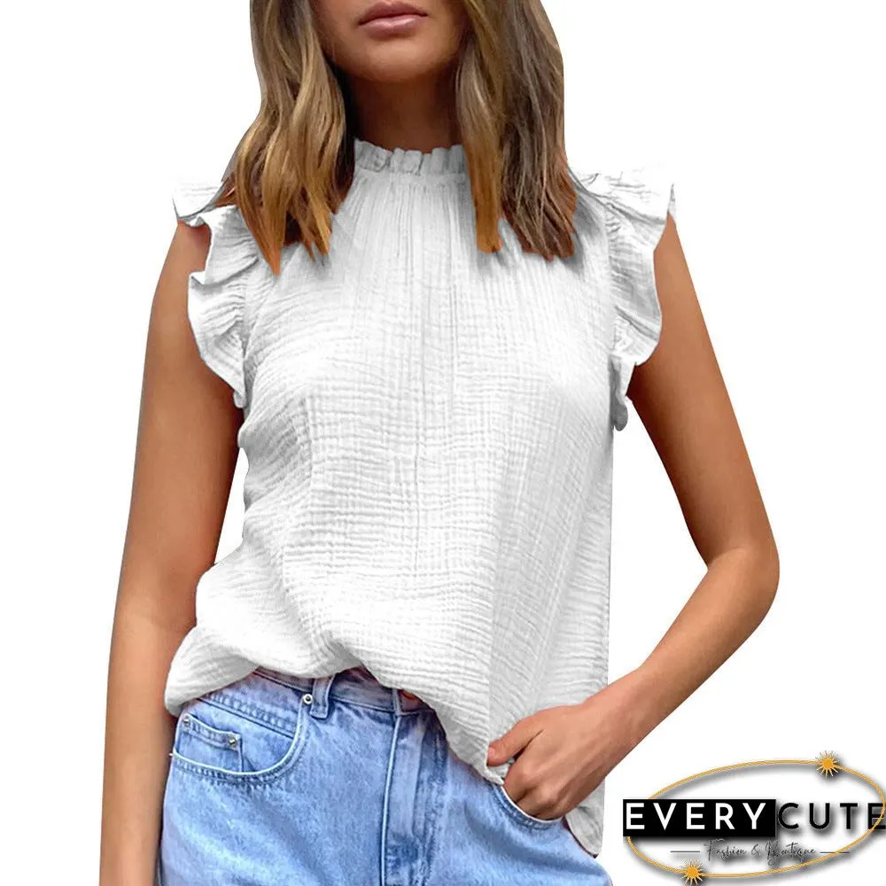 Cap Sleeve Crew Neck Casual Top