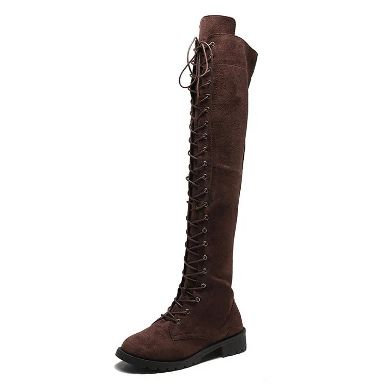 Yyvonne Explosive Large Code 35-43 Yards Flat Over The Knee Women's Long Boots Autumn And Winter New Velvet Locomotive Boots