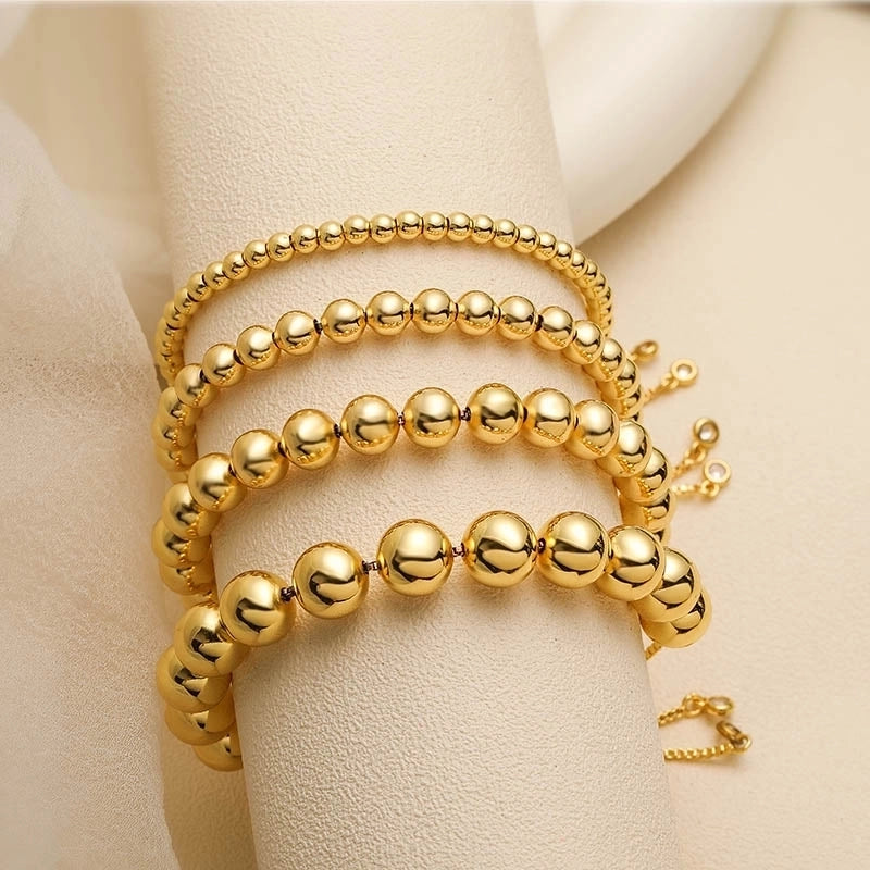 Copper 18K Gold Plated Plating Round Bracelets