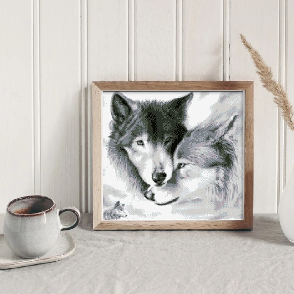 9CT Full Stamped Cross Stitch Bead Embroidery- Wolf(Canvas|48*41CM)