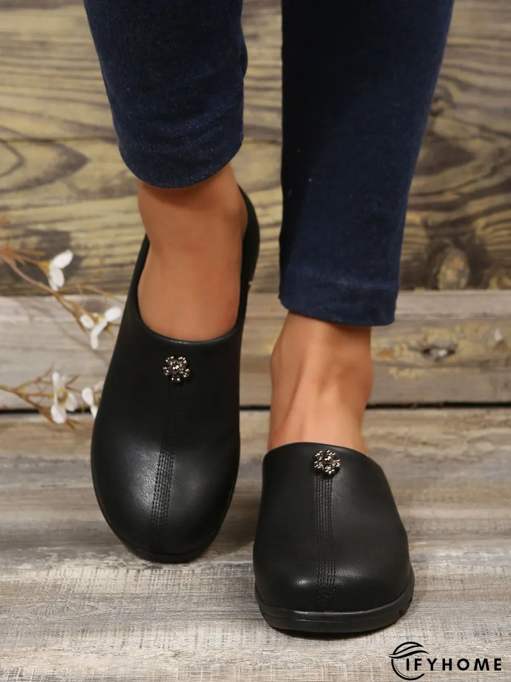 Vintage  Plain Color Non-Slip Flat Mules | IFYHOME