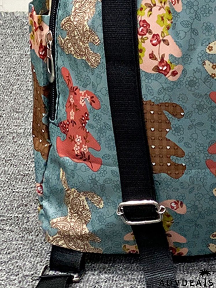 Allover Rabbit Graphic Drawstring Backpack