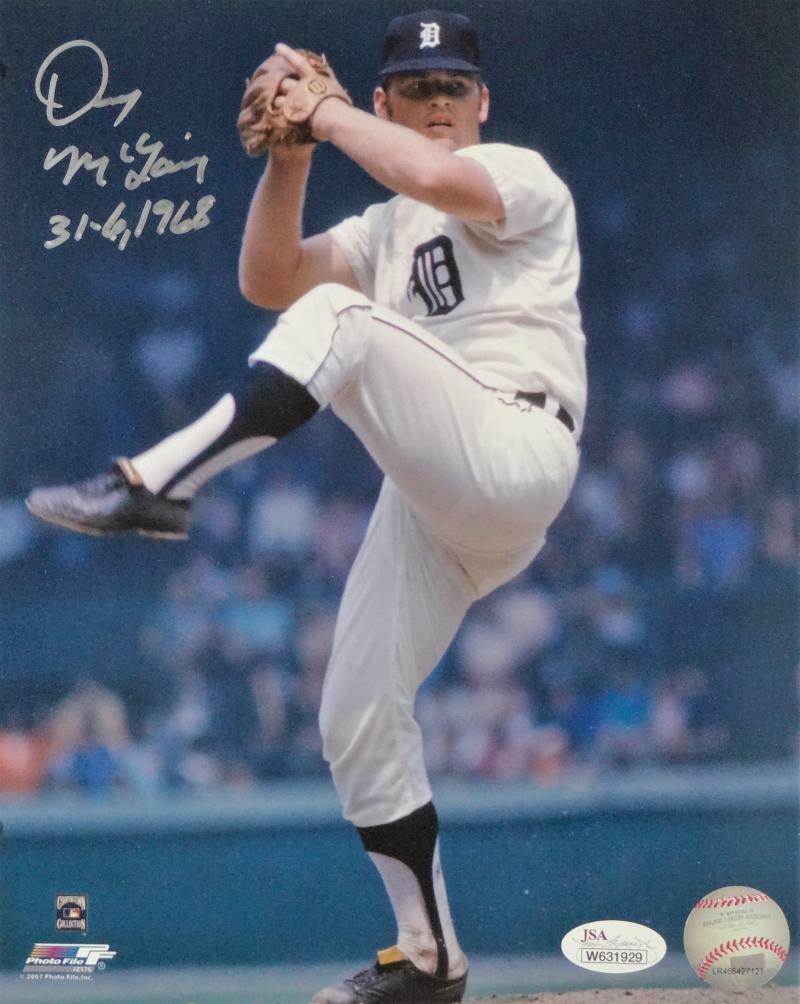 Denny McLain Autographed Detroit Tigers 8x10 Pitching PF Photo Poster painting w/Insc-JSA W Auth