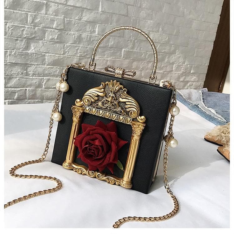 Free Shipping [Hand Made] Barocco Style Chic Vintage Rose Bag SP1812092