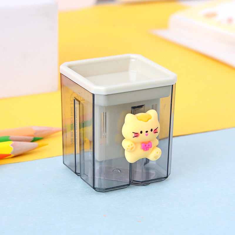 Double Hole Pencil Sharpener/children’s Cute Cartoon Pencil Sharpener Primary School Students Creative Stationery Multifunctional Pencil Sharpener