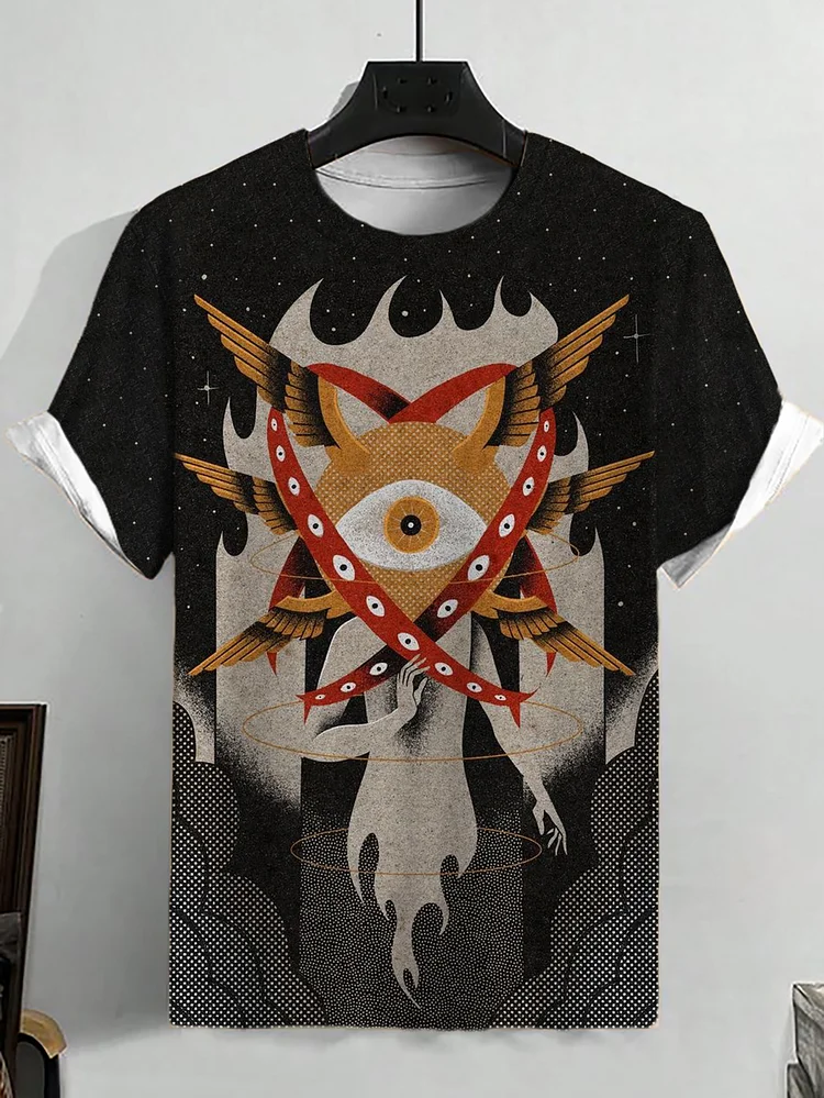 Men's Retro Cthulhu Myth Art Print Casual T-Shirt