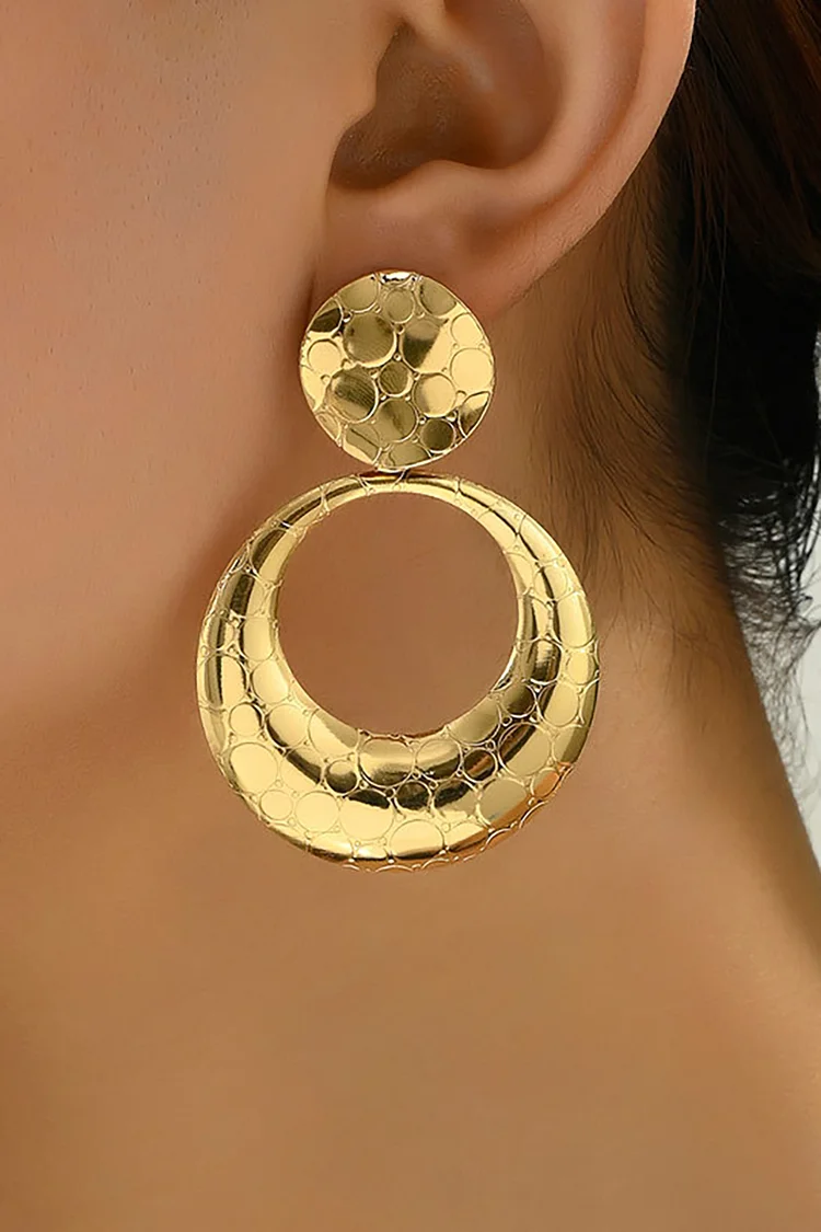 Fashion Gold Irregular Layered Geometric Dangle Earrings