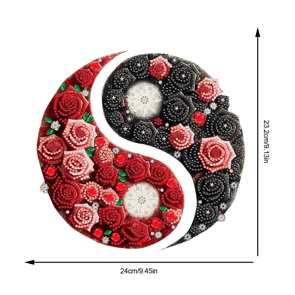 Rose Yin Yang 2D Flat DIY Diamond Painting Set Diamond Art Pendant Home Decor