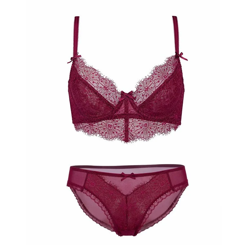 CINOON New Top Sexy Underwear Set Push-up Bra And Panty Sets 3/4 Cup Brassiere Gather Sexy Bra Embroidery Lace Lingerie Set