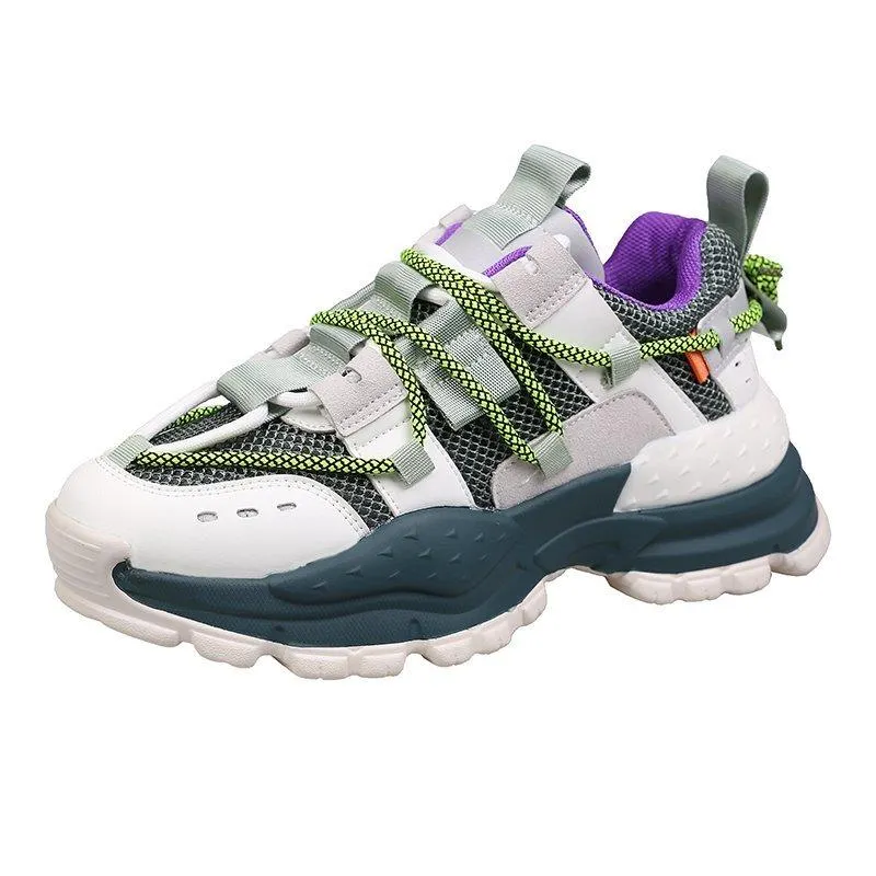 Fashion Blue Sneakers Women Spring 2021 PU Leather Ladies Platform Shoes Height Increasing Fashion Solid Color Chunky Sneakers