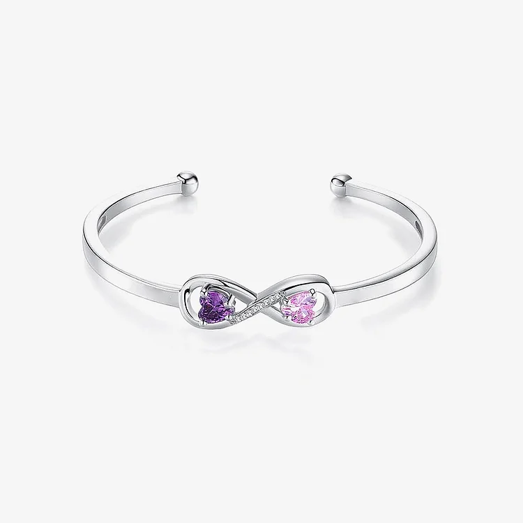 For Love - Customized Double Birthstones Infinity Open Bracelet