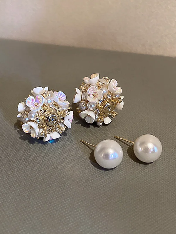 Original Zircon Beads Flower Earrings