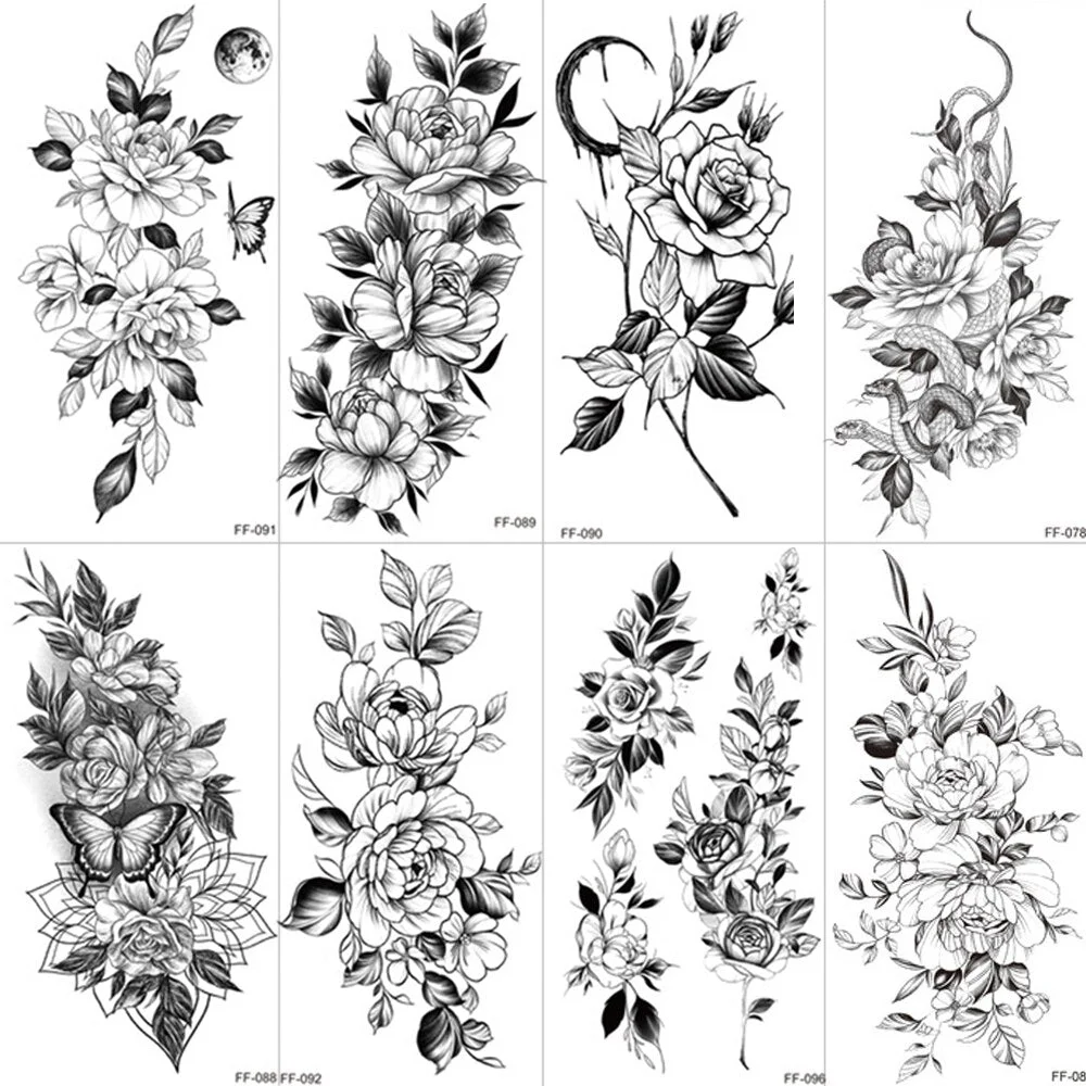 Large Body Art Arm Sleeves Snake Flower Temporary Tattoo Sticker Fast Rock Tattoo Women Waist Bracelet Fake Flash Tatoos Totem