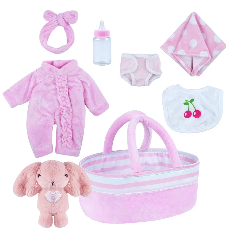 [Suitable for 12'' Girl] Time-Limited Offer! Adoption Reborn Baby Essentials-8pcs Gift Set By Rsgdolls®：Realistic Reborn Baby Dolls By Rsgdolls®