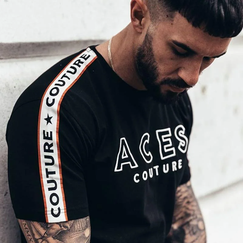 Men T-shirt Striped T-shirt Mens Clothing Trend Slim Fit Short Sleeve Casual Mens Top Tee Shirt