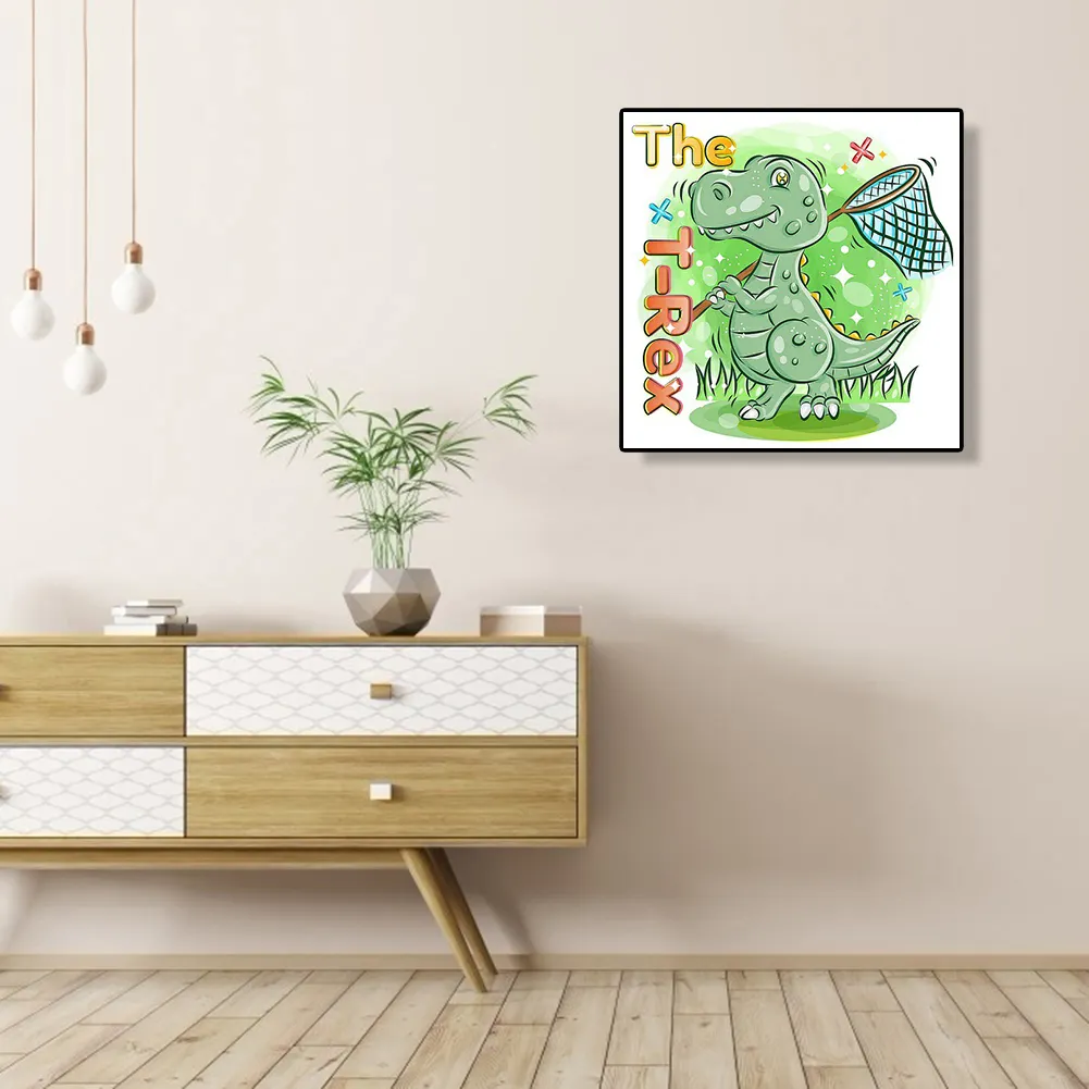 Full Round Diamond Painting 30*30cm - Cartoon Little Dinosaur