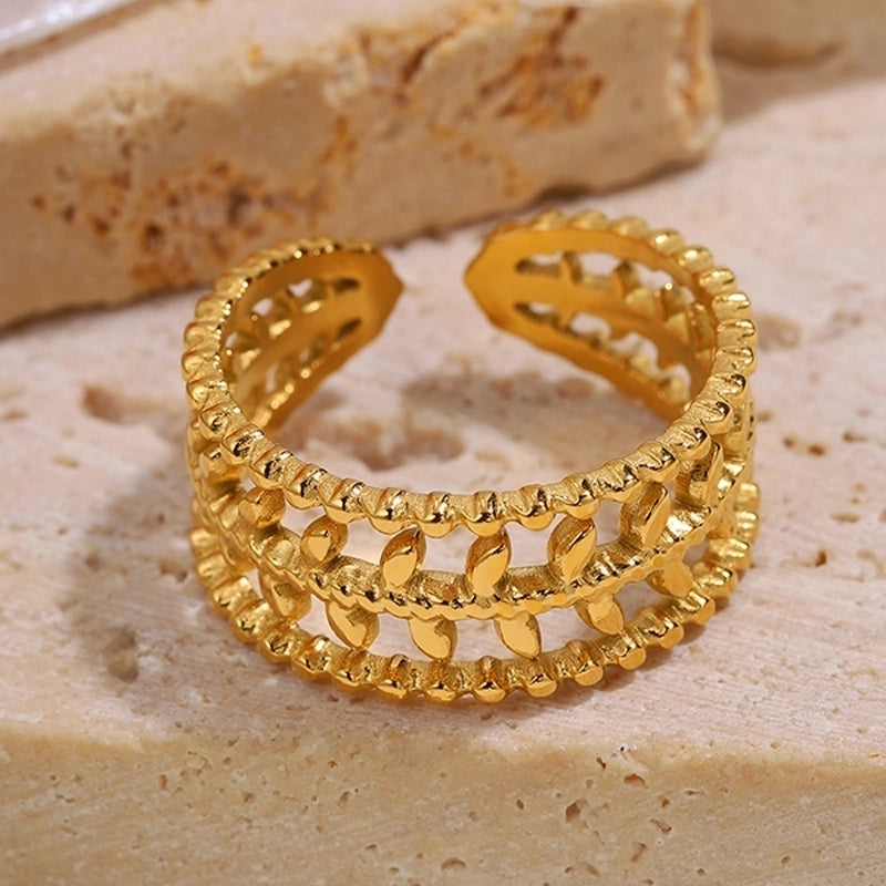 Elegant Minimalist Classic Style Solid Color 304 Stainless Steel Zircon Inlay Open Rings