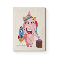 Unicorn with Rocket - Punch Needle