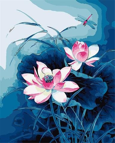 DIY Paint by Numbers Kit for Adults - Lotus Flowers、bestdiys、sdecorshop