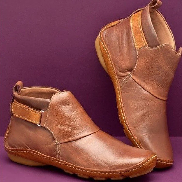 Women's Velcro Flat Heel Boots