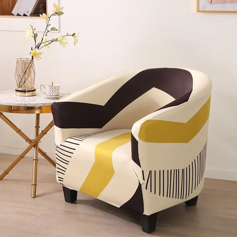 Club Chair Slipcover Stretch Armchair Covers Printed Tub Chair Cover Sofa Cover Spandex Couch Covers for Bar Counter Living Room
