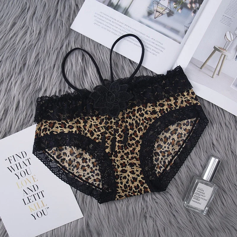 2020 new fashion women sexy leopard lace panties seamless underwear panties for girls leopard ice silk bikini bikini cotton C tr
