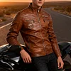 💥 2025 New Arrivals! Men's Leather Motorcycle Jacket with Full Zip Closure - Suitable for Motorcycle Riding, Casual