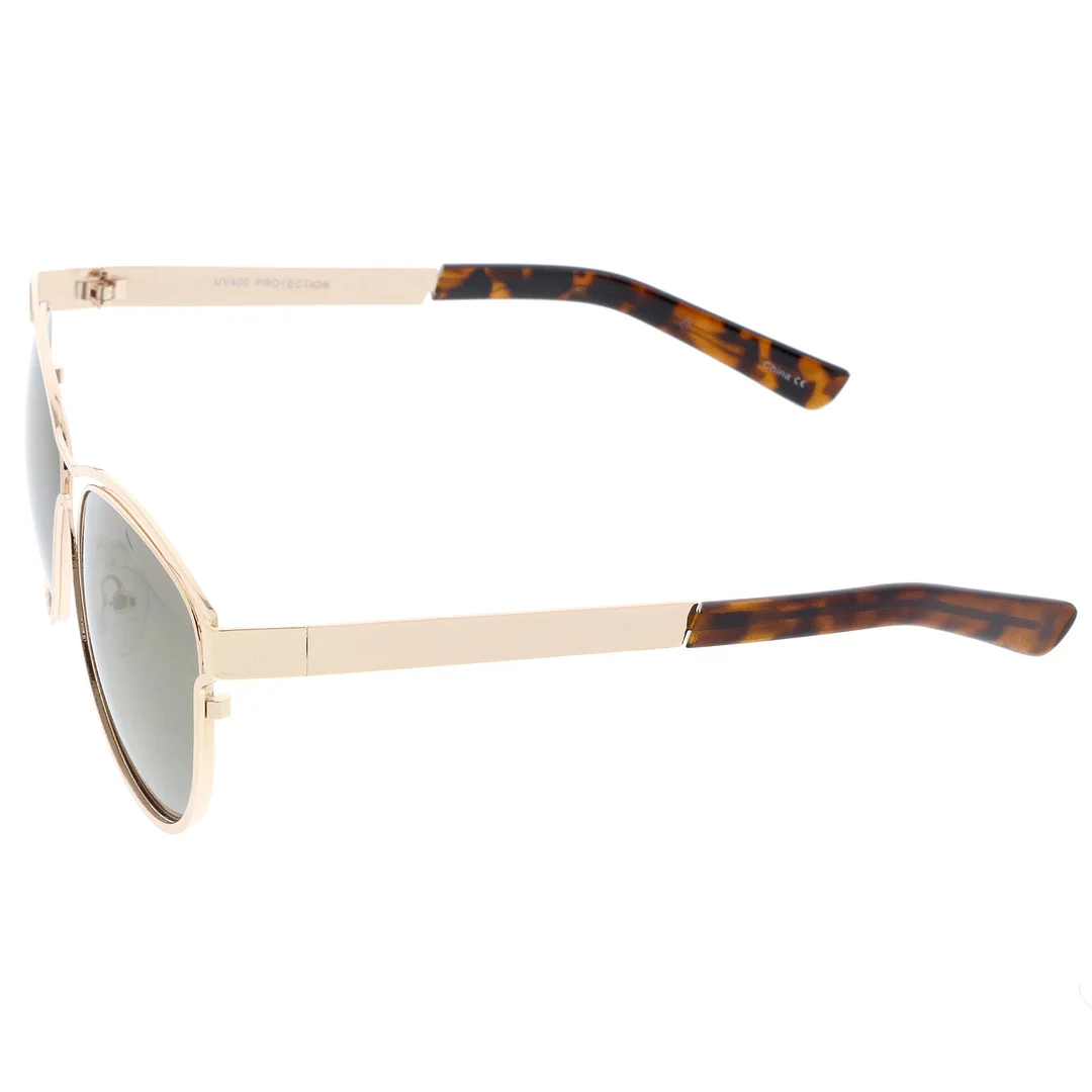 Modern Open Metal Colored Mirror Lens Horn Rimmed glasses 56mm