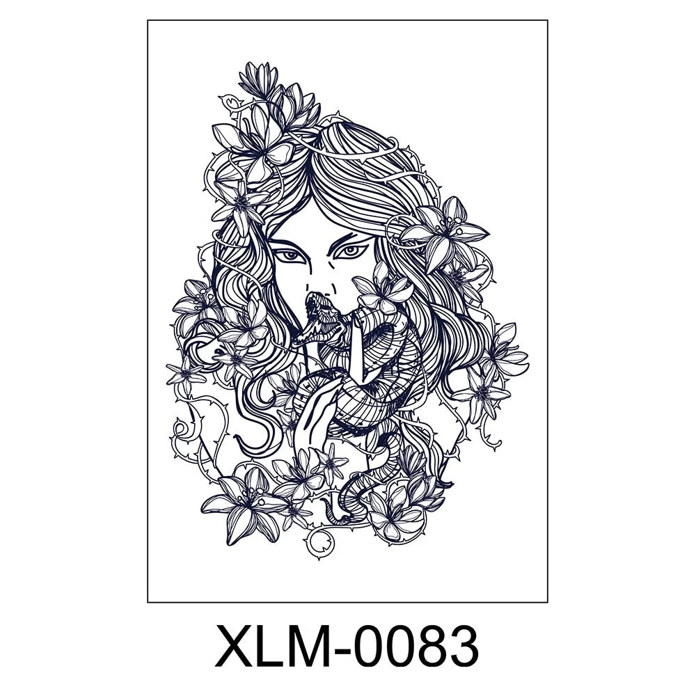 Semi-permanent waterproof sweat plant lasting big picture tattoo flower arm non-reflective herbal juice tattoo sticker