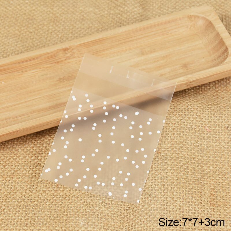 100Pcs Transparent Dot Candy Cookie Plastic Bags Self-Adhesive For Biscuits Snack Baking Package Decor Kids Gift DIY Storage