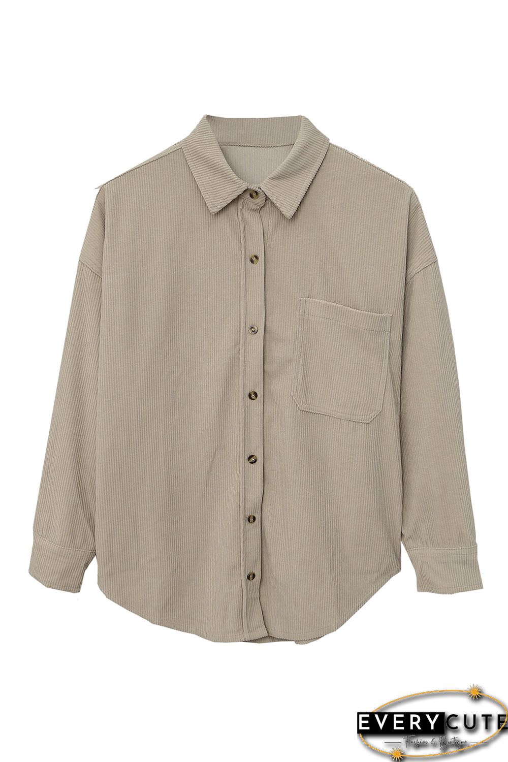 Khaki Corduroy Button Pocket Shirt