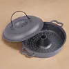 Cast Iron Roasted Sweet Potato Pan W/Lid Garlic Roaster for Picnic Camping Patio