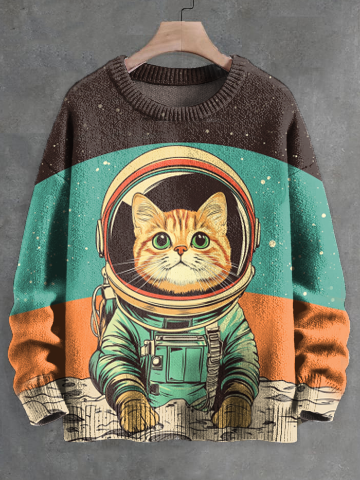 Color block cat print sweatshirt online