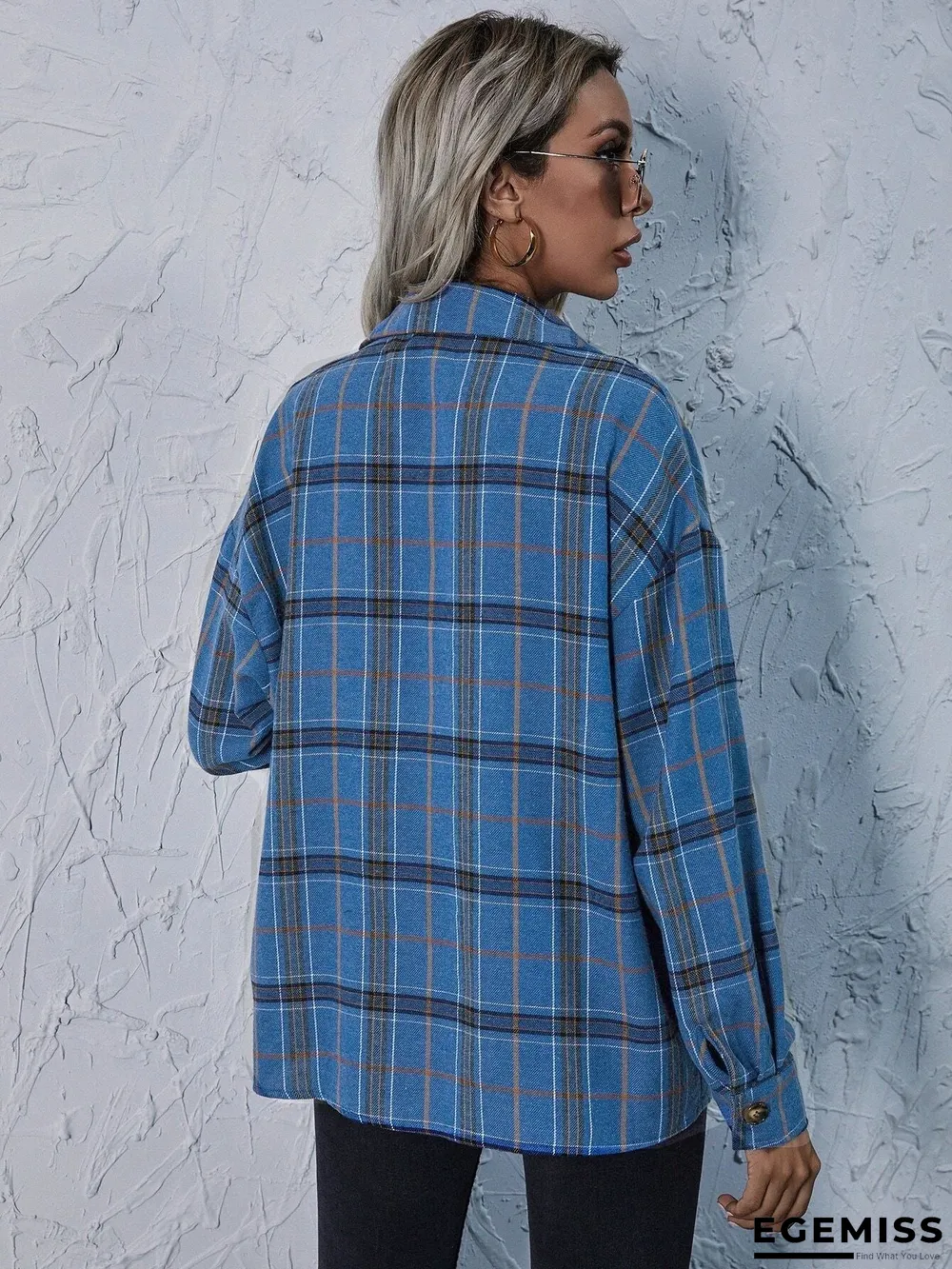 Fashion Plaid Print Button Coat Women | EGEMISS