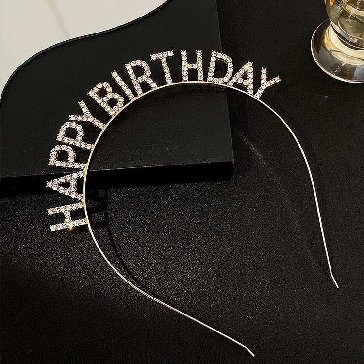 Happy Birthday Hair Hoop Elegant Ladies Rhinestone Letter Hairbands Light Luxury | 168DEAL