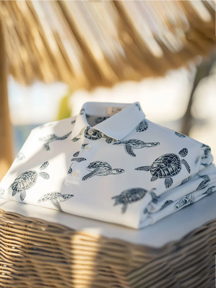 Men's Casual Ocean Animal Print Polo Shirt